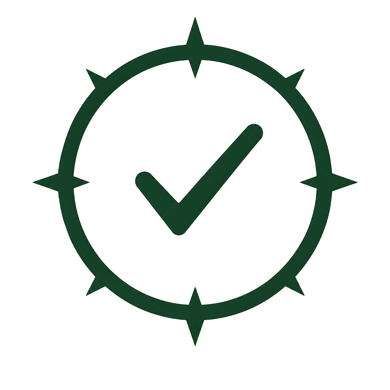 Green check mark in spiked circle | Basecamp Compass, LLC (Basecamp Compass)