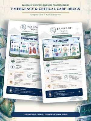 Emergency & Critical Care Drugs Compass Cards + Audio Companion printable nursing study guide