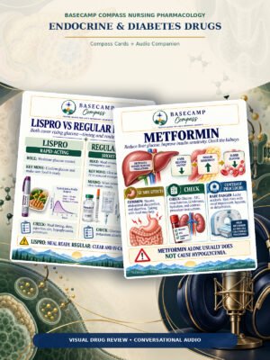 Endocrine & Diabetes Drugs Compass Cards + Audio Companion printable nursing study guide