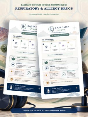 Respiratory & Allergy Drugs Compass Cards + Audio Companion printable nursing study guide