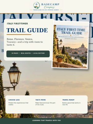Italy First-Timer Trail Guide storefront with Emergency Trail Card